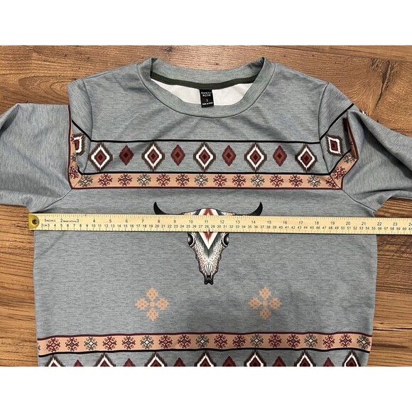 Emery Rose Sweatshirt Womens Large Aztec Western Pullover Cowgirl Graphic Rodeo - Picture 5 of 12